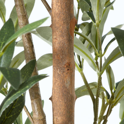 Fopamtri Artificial Olive Tree 120 cm Large Fake Plants, Artificial Silk Plants with Natural Wood Trunk and Lifelike Olive Leaves in Pot for Home,