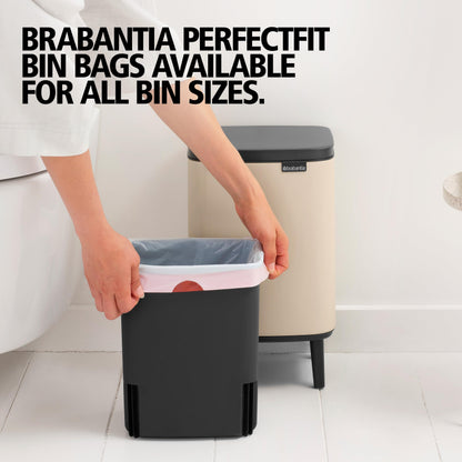 Brabantia Bo Waste Bin Hi 7L with Soft Close Lid, Removable Inner Bucket, and Transport Grip – Ideal Bathroom Bin, Bedroom, and Home Office