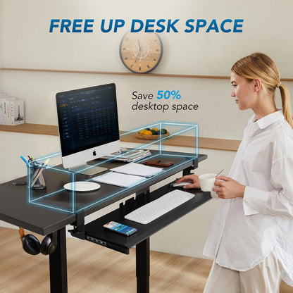 AX WABER Keyboard Tray Under Desk Pull Out with 3 Height Adjustable Extra Sturdy C Clamp Mount System, 834