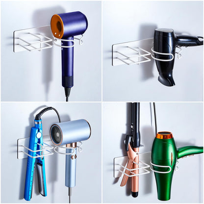 Hair Dryer And Straighteners Holder, Hairdryer Holder Station Wall Mounted & Adhesive, Hair Straightener Holder for Bathroom Salon Dressing Table