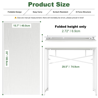 Lutown-Teen 90 cm Small Folding Computer Desk No Assembly Required, White