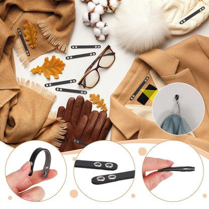 NBEADS 20 Pcs Coat Hanging Chains, Imitation Leather Bag Webbing Straps with Silver Metal Eyelets Durable Coat Loops Hanger Straps for Coats Jackets