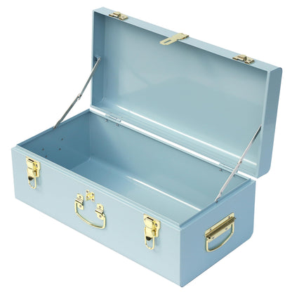 HofferRuffer Metal Storage Trunk with Lockable Lid & Handles, Heavy Duty Storage Chest for Bedroom, Living Room, Bedding, Blankets and Toys