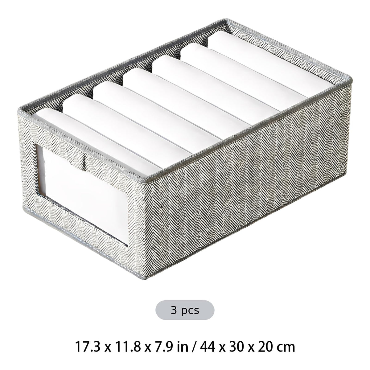 Toyosport 3 Pcs Large Clothes Storage Boxes with Clear Window, 17.3x11.8x7.9 in Foldable Wardrobe Organiser, Long-lasting Fabric Bins for Clothes