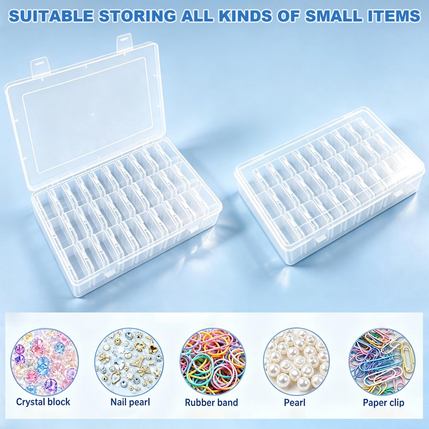 62PCS Bead Storage Box Small Bead Organiser Storage Box Flip Top Lids