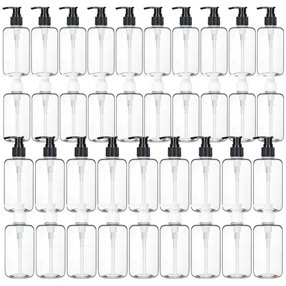 36 Pack 250 ml Clear Plastic Pump Bottles, Refillable Lotion Dispensers