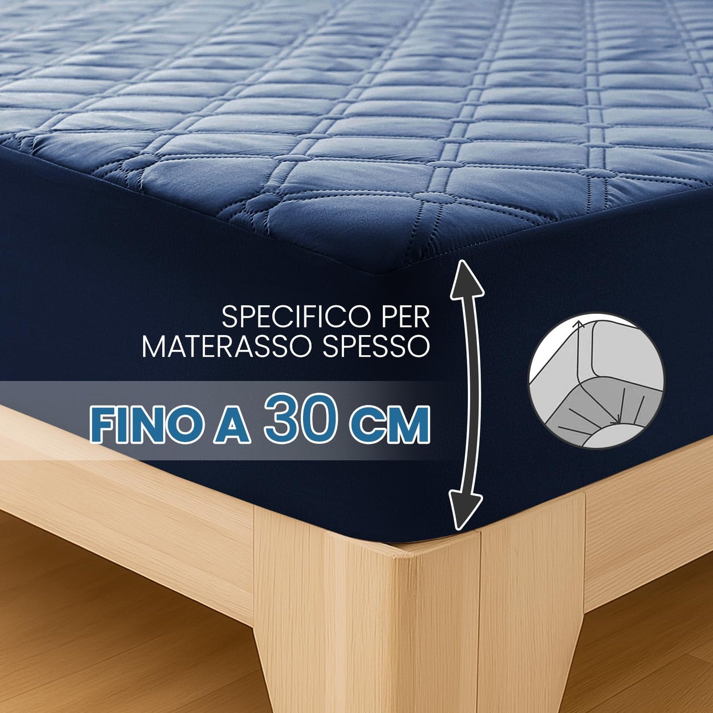 Ystyle Fitted Sheet 160 x 200 cm, Microfibre, Fitted Sheet - Mattress Height up to 30 cm, Navy Blue