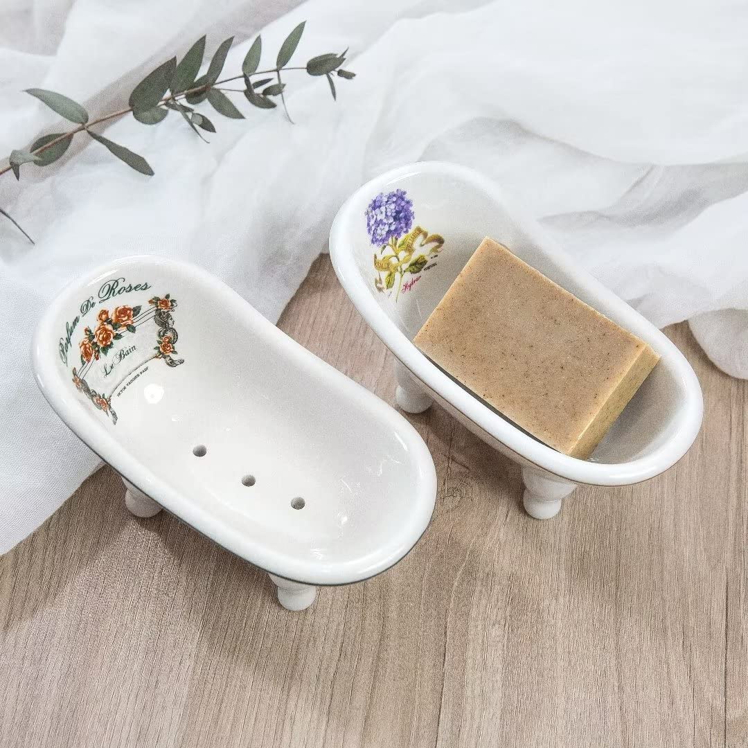 Ceramic Mini Bathtub Soap Dish Decortative Clawfoot Bathroom Soap Dish (Style 05)