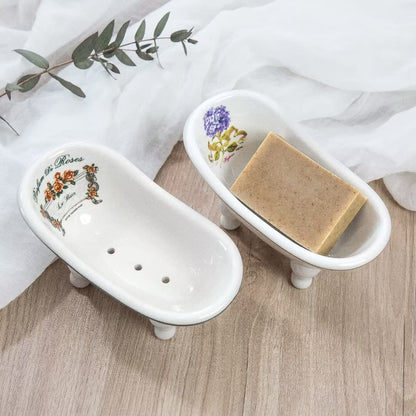 Ceramic Mini Bathtub Soap Dish Decortative Clawfoot Bathroom Soap Dish (Style 05)