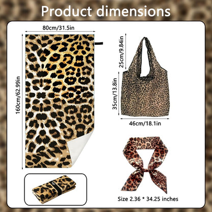 Vexthorion Leopard Quick Dry Towel 160x80CM,Lightweight Towel for Swimming