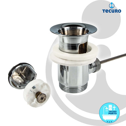 Excenter Drain and Overflow Fittings for Sinks with Overflow, Glossy, Chrome Plated