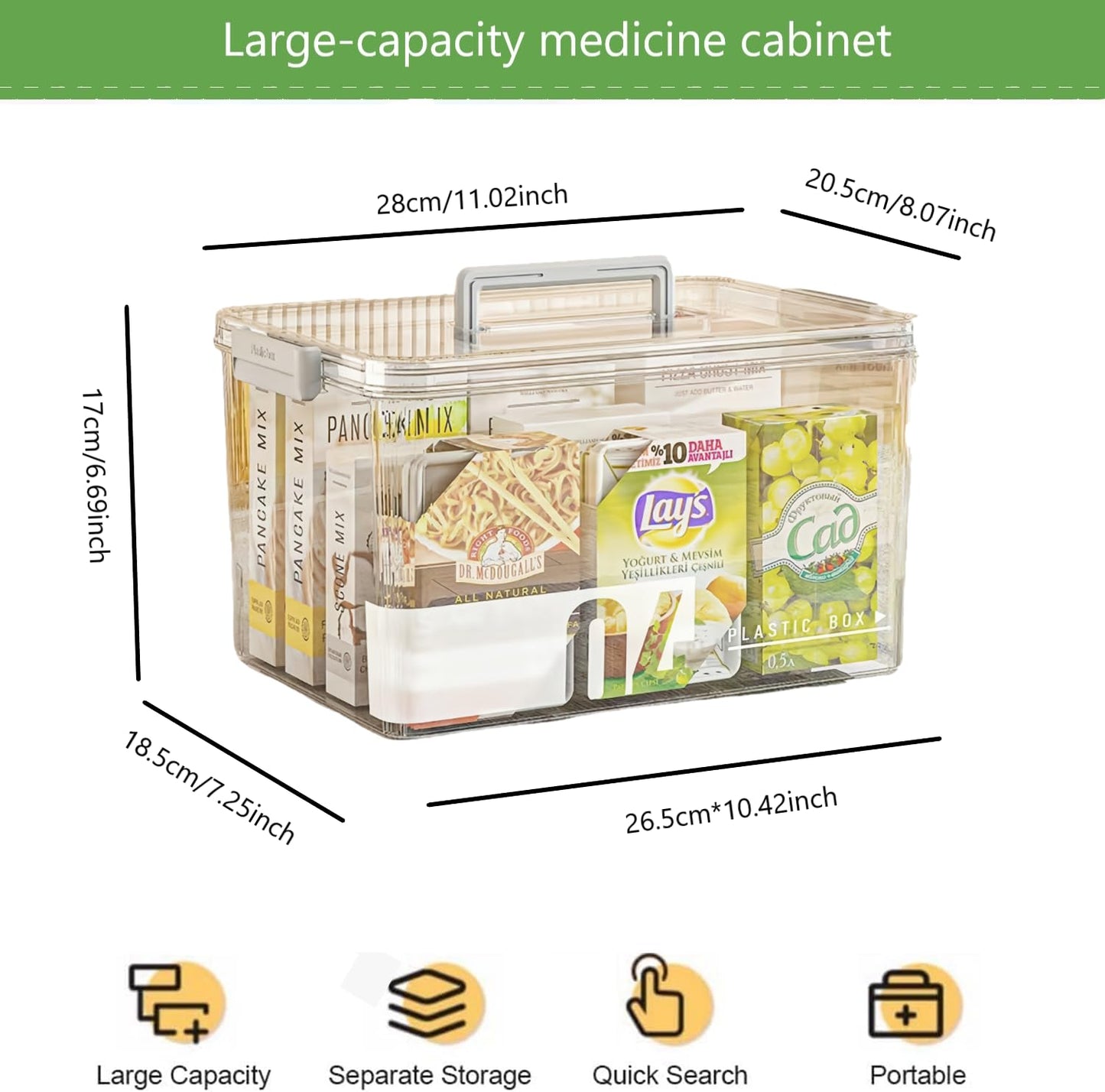 BAONUO Medicine Box, Medicine Storage Box,medicine storage Organiser With Handle, Portable 2 Layer Medicine Box First Aid Box with Lid