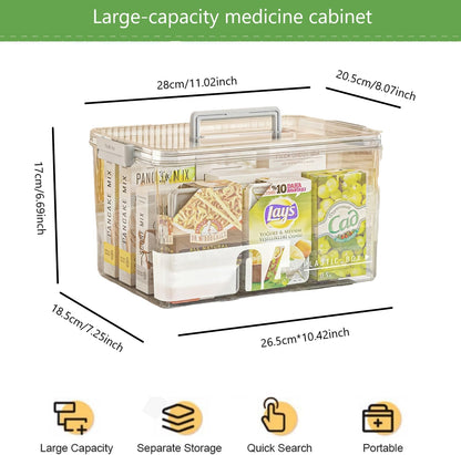 BAONUO Medicine Box, Medicine Storage Box,medicine storage Organiser With Handle, Portable 2 Layer Medicine Box First Aid Box with Lid