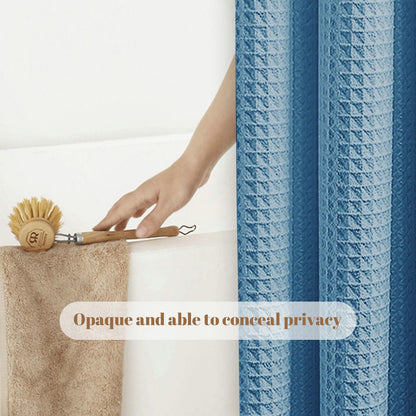 Stfery Shower Curtain Waffle Pattern White Shower Curtain 180 x 200 cm Water-Repellent Fabric Shower Curtain Anti Mould