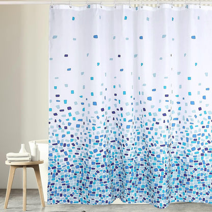 Homxi Bathroom Curtains Mould Proof Resistant 300x200cm,Polyester Shower Curtain with Hooks,Shower Curtain Weighted,Mosaic Pattern Bathtub Curtain