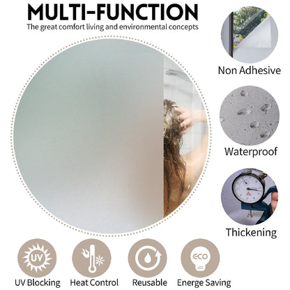 KESPEN Frosted Window Film Privacy, Total Privacy Film For Glass Windows, No Glue Anti UV Static Cling Heat Blocking Film, 60 X 200 cm