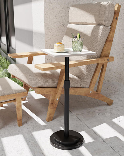GUOHNHE Square Side Table, Height Adjustable Drink Stand, 2 Pack, White