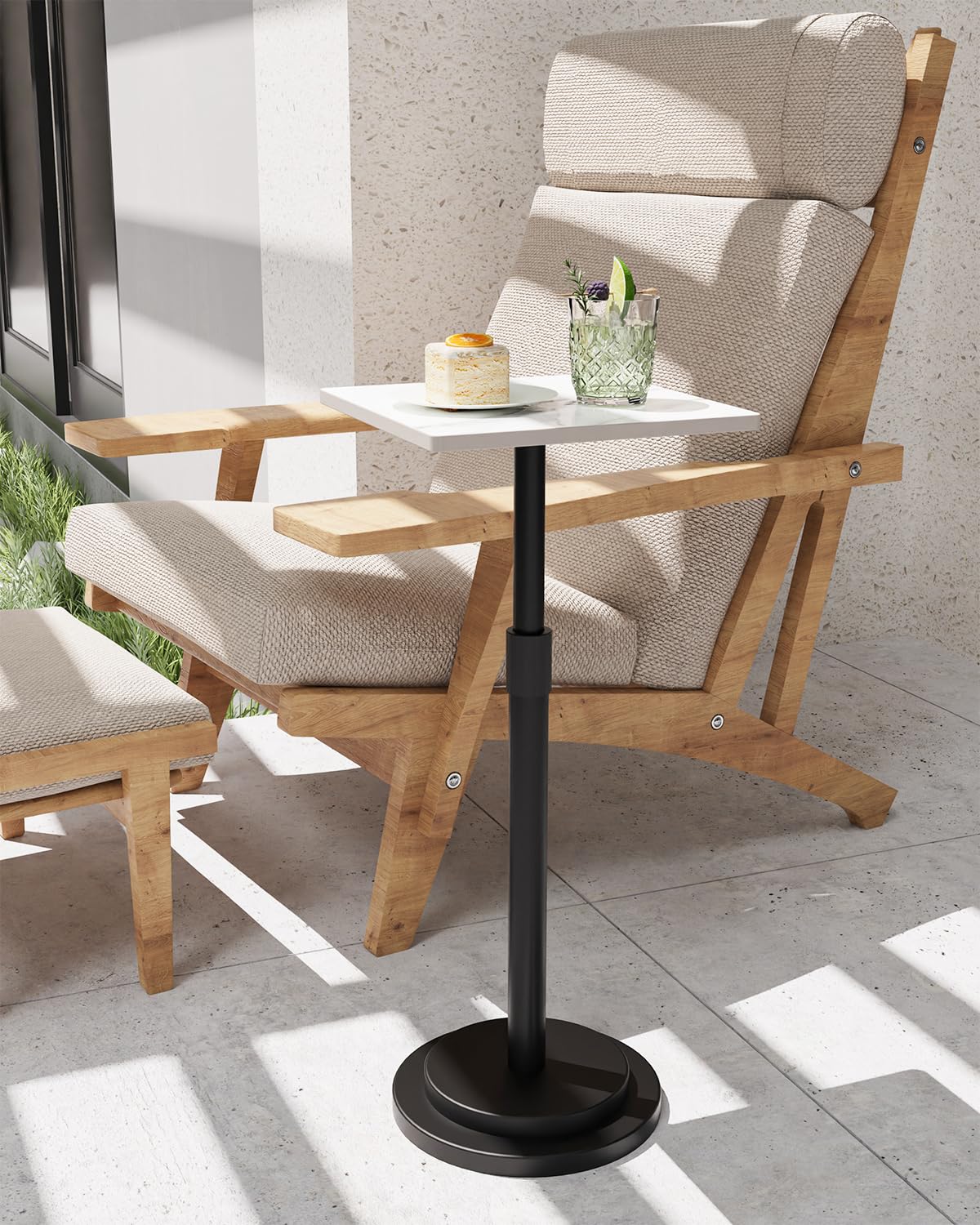 GUOHNHE Square Side Table, Height Adjustable Drink Stand, 1 Pack, White