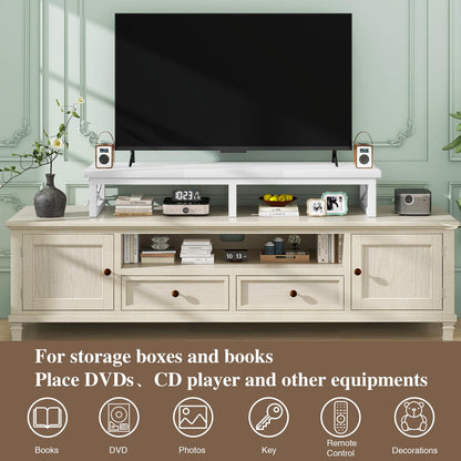 IBUYKE 114cm Large TV Riser for 32-60 inch TV,Tabletop Short TV Stand with Storage and Steel Legs,Dual Screen Office Desk,Stand Riser,TV Riser Stand