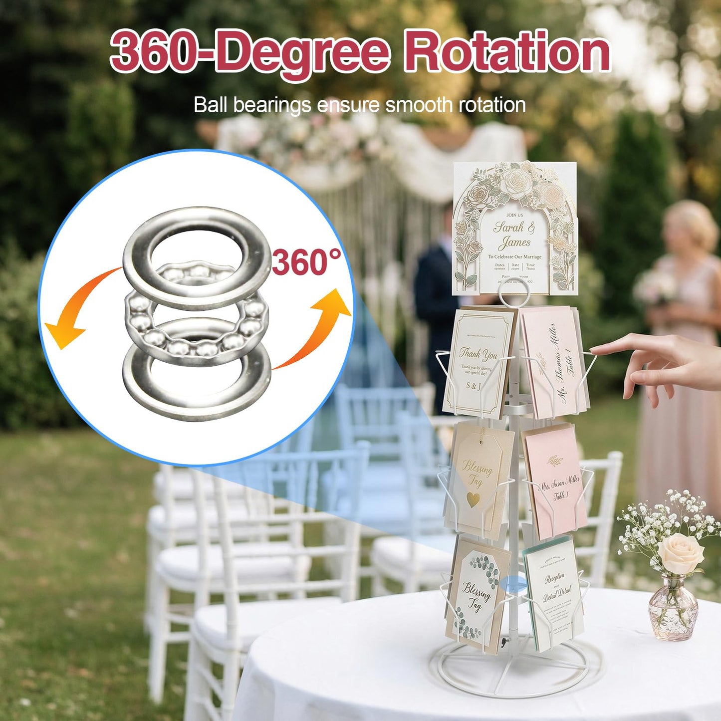Hocomay 3 Tier Greeting Card Display Stand, 12 Pocket Rotating Greeting Card Organizer
