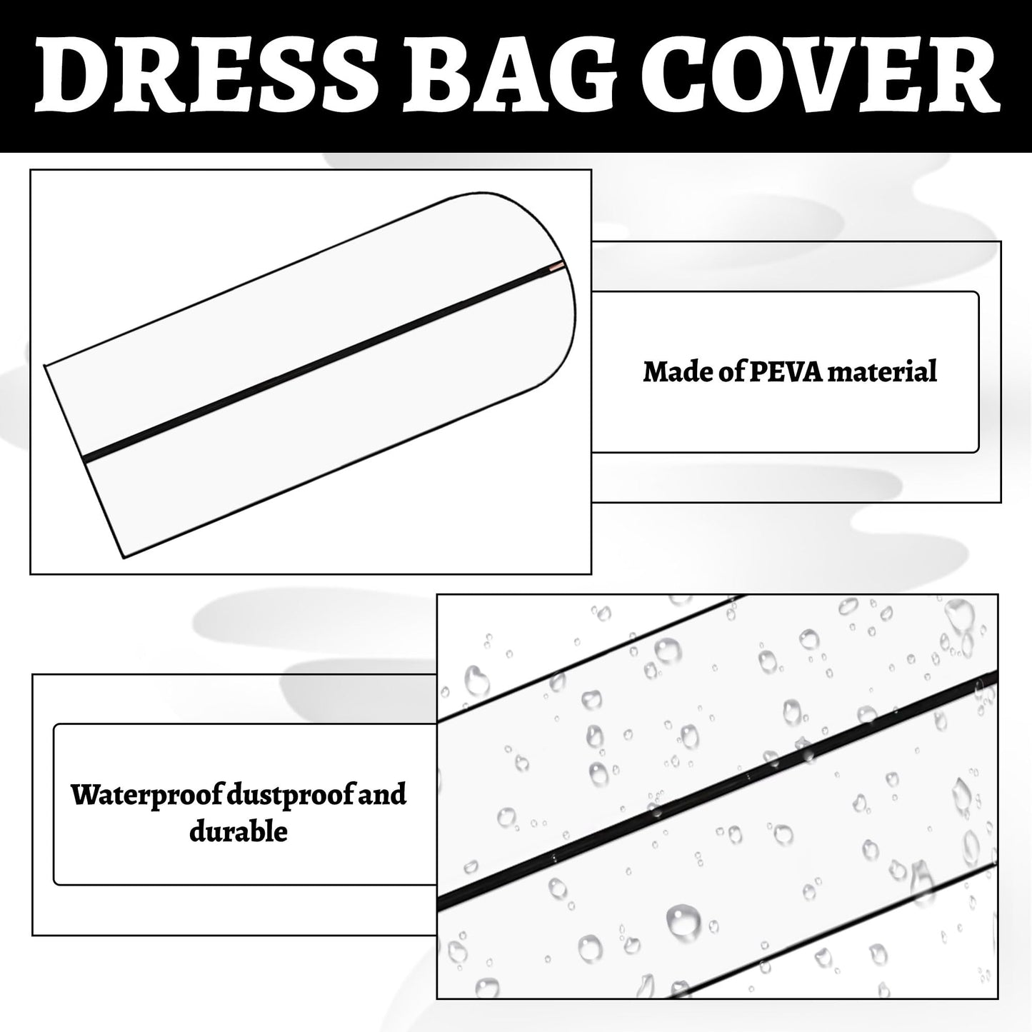 6PCS Long Dress Bags Covers,Dress Bags Covers Long,Garment Bags Translucent Waterproof & Dustproof Storage Covers for Suits