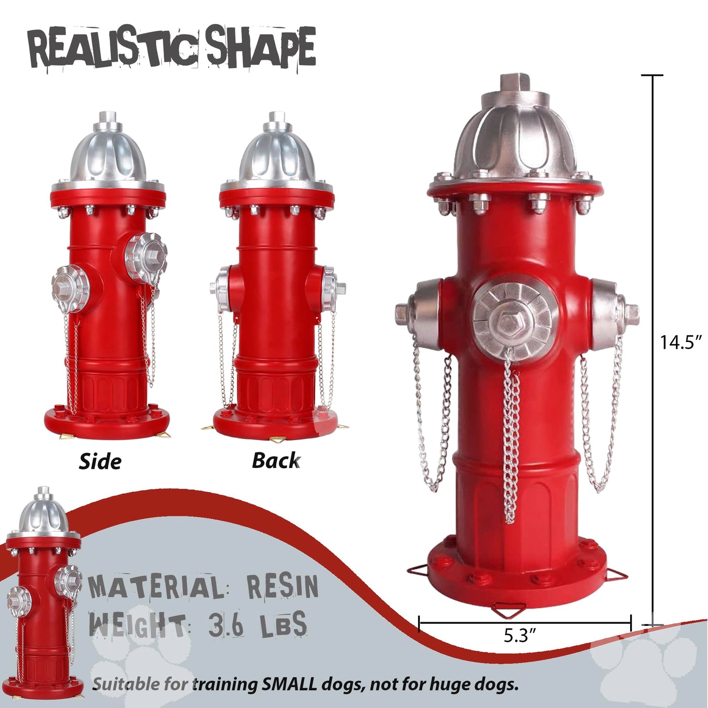 Dog Fire Hydrant Pee Post, Prefdo Puppy Pee Post Training Statue, Indoor Outdoor Fire Hydrant Decor Figurines for Yard Art Garden Lawn, Gift for