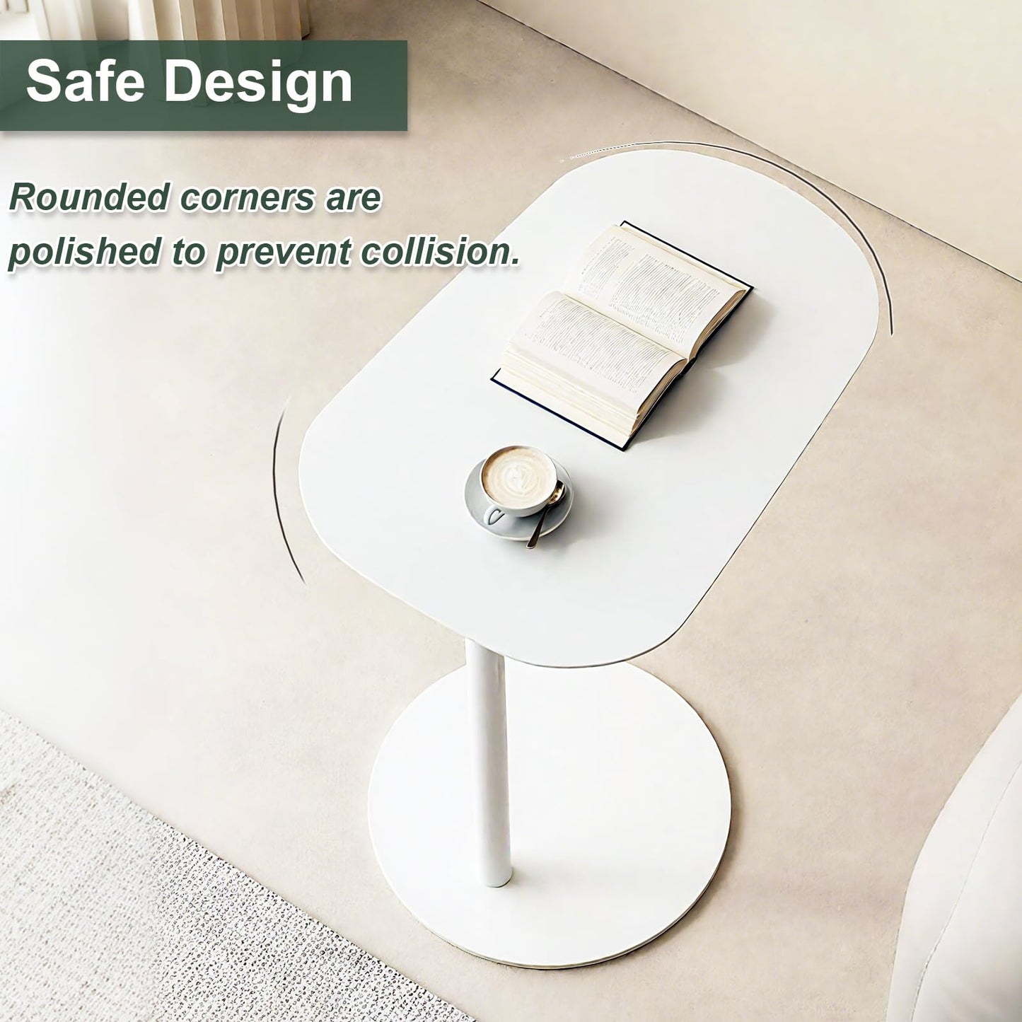 YunMeoCool 70cm Metal C Shaped Side Table, Modern C Shaped End Table for Sofa/Bed, Small Iron Couch Tables That Slide Under