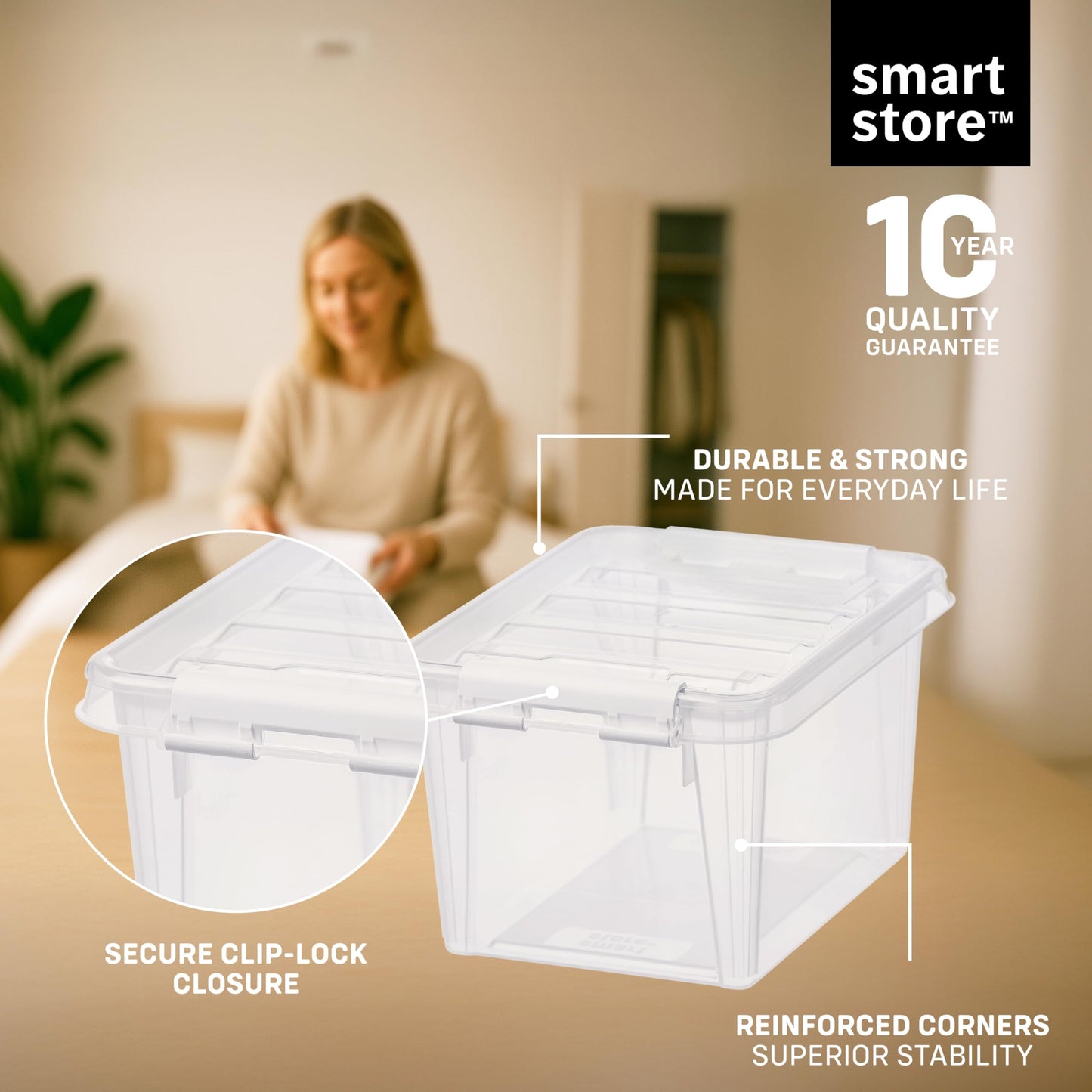 SmartStore - 8x Plastic Storage Box with Lid Classic 1.5L (20x15x11cm) |Storage Drawers|Food-Safe Material|Kitchen & Organisation|BPA-Free|Durable