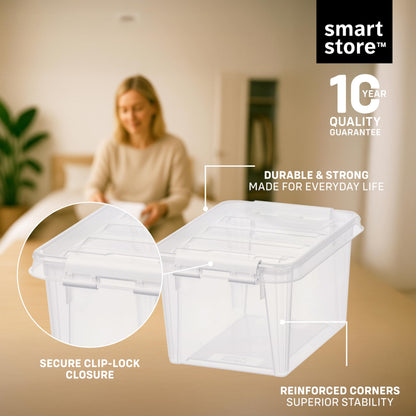 SmartStore - 8x Plastic Storage Box with Lid Classic 1.5L (20x15x11cm) |Storage Drawers|Food-Safe Material|Kitchen & Organisation|BPA-Free|Durable