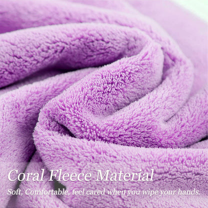 Ailelan Coral Fleece Small Hand Towels, 5 Towel Hooks 50x25CM Quick Dry