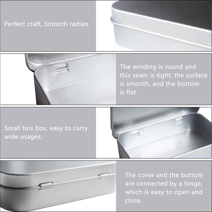 DARUITE Small Metal Tins with Lids, Rectangular Empty Hinged Tins, 12 Pcs