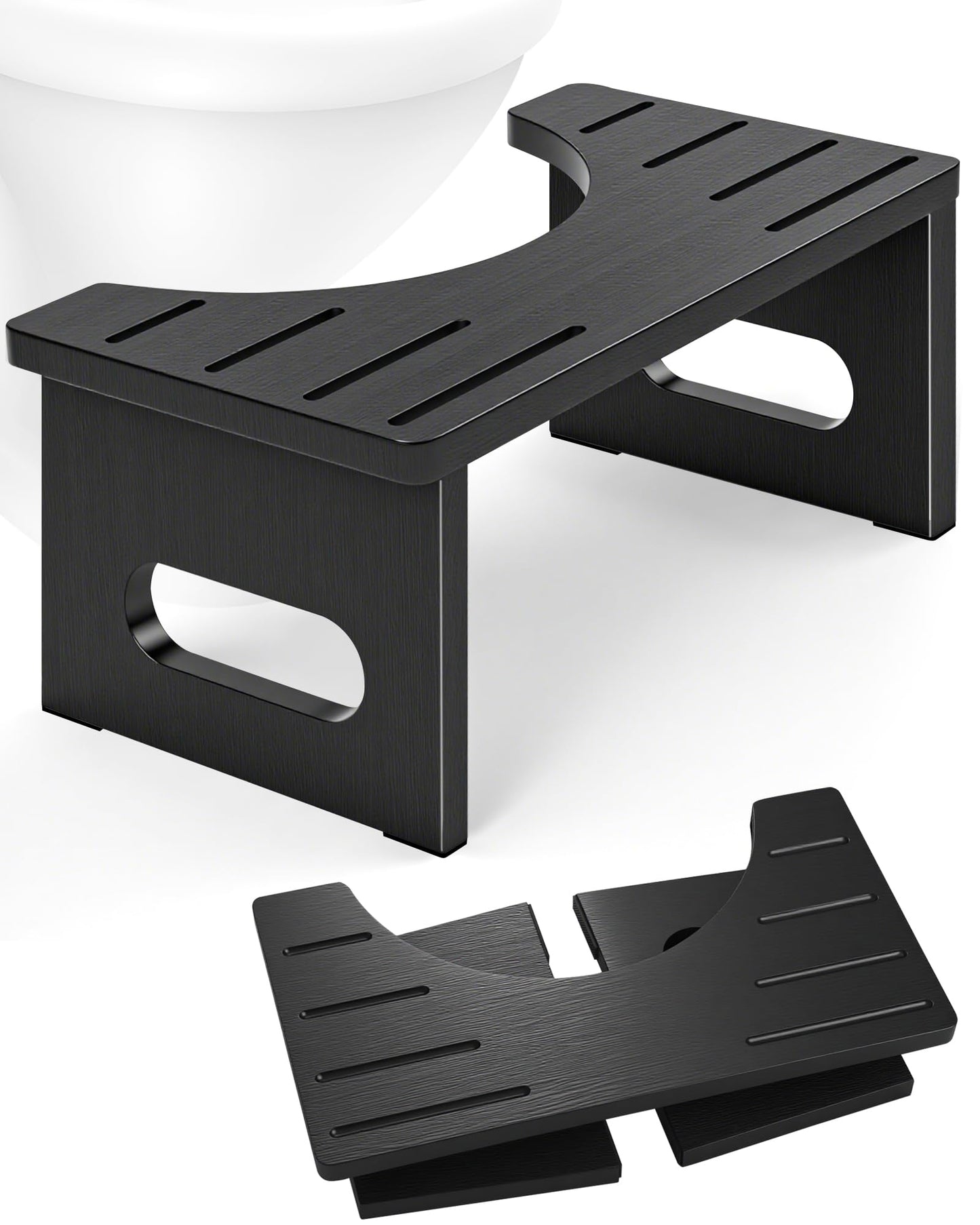 Toilet Stool 7 Inch Bamboo Squatting Step Stool for Adults, Kids & Elderly, Foldable Bathroom Stools , Anti-Slip & Easy to Clean Potty Tool, Poop