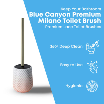 Blue Canyon Milano Pink Toilet Brush for Bathroom, Flexible Toilet Bowl Plastic Brush Head with Silicone Bristles for Deep Cleaning, Compact Size