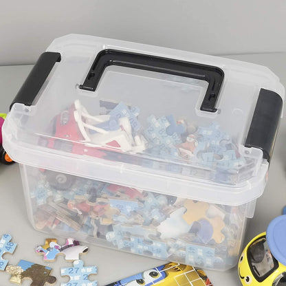 Gitany 4-pack Mini Clear Storage Boxes with Lids, 2 Liter Plastic Boxes Containers with Handles