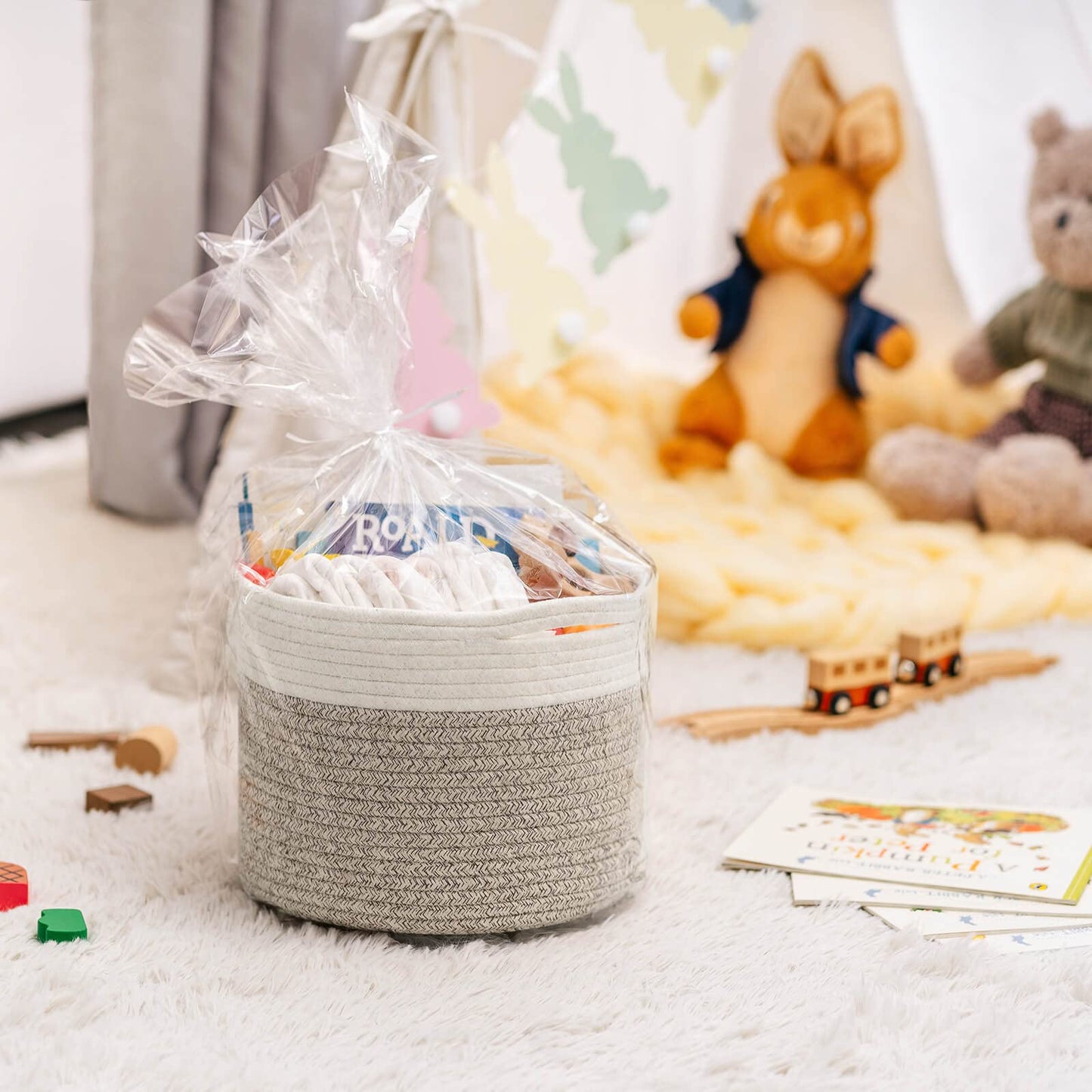 TIMEYARD Small Cotton Rope Basket Storage Basket for Shelves Toy Organiser