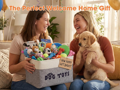 CGFN Dog Toy Basket, Dog Toy Box Storage Bin Box with Comfortable Handles, Personalised Large Pet Toy Storage Organizer for Accessories, Toys
