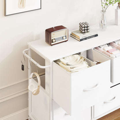 Modern Chest of Drawers 7-Drawer Storage Unit Bedroom White(100x30x55cm)