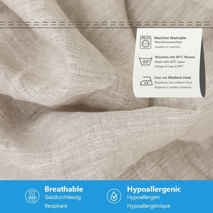 Simple&Opulence Fitted Sheet 35cm Deep Pocket-100% Pure Natural Linen Plain Mattress Protector Bed Sheet-(Linen,King 150x200cm)