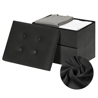 ZOESTORAGE Ottoman Storage,Small Black Ottoman Storage Box,Ideal for Living Room,Bedroom,Dorm,40 x 30 x 30 cm,Black