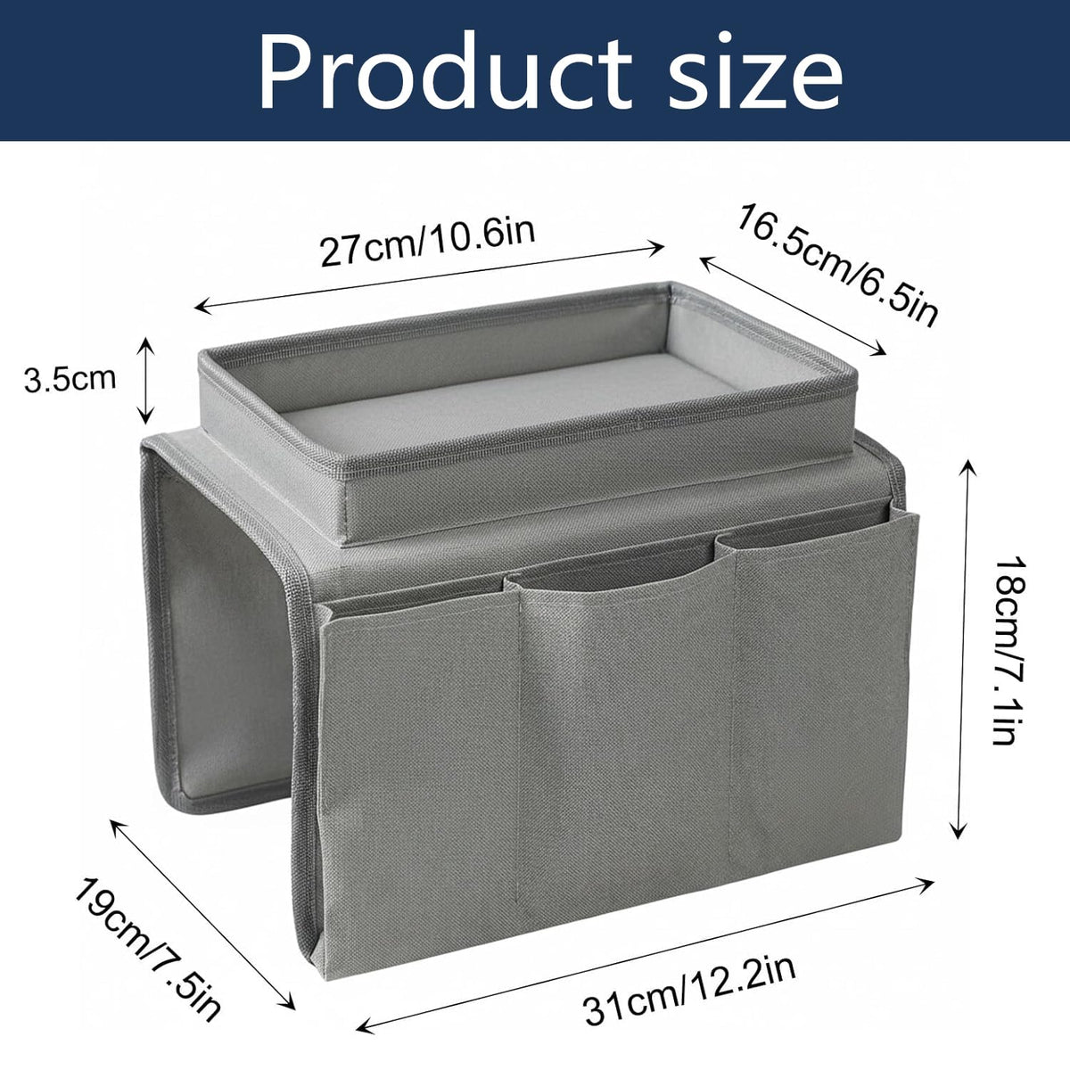 SIXHAOBU Sofa Armrest Organizer with Tray, Versatile Armchair Tray Waterproof Sofa Arm Chair Table Holder Non-Slip Armrest Organiser with 4 Bags for