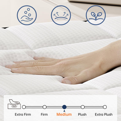 LETMOON 4FT6 Double Mattress, 25cm Pocket Sprung & Memory Foam Hybrid Bed