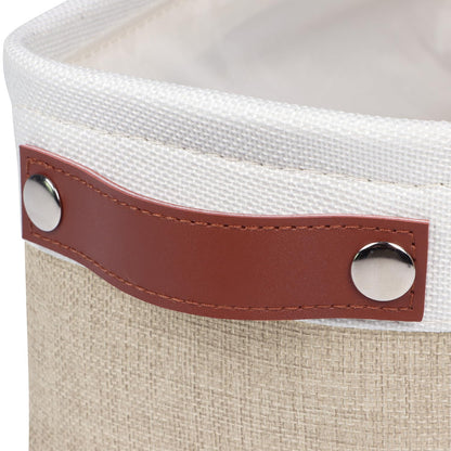 Univivi Small Storage Boxes, Foldable Baskets for Toys, White/Beige, 4 Pack
