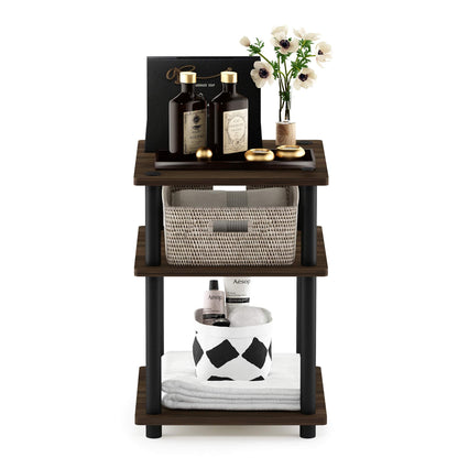 Furinno TURN-N-TUBE Side Table, 3-Tier End Table, Open Shelves Nightstand, Night Stand, Bedside Table, Easy Assembly, for Living Room, Bedroom