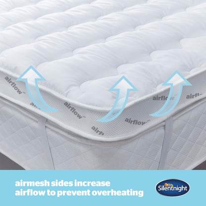 Silentnight Airflow 800 Single Mattress Topper - Extra Thick Deep Fitted Mattress Enhancer with 8cm Thick Cushioning, Mesh Sides to Increase Airflow