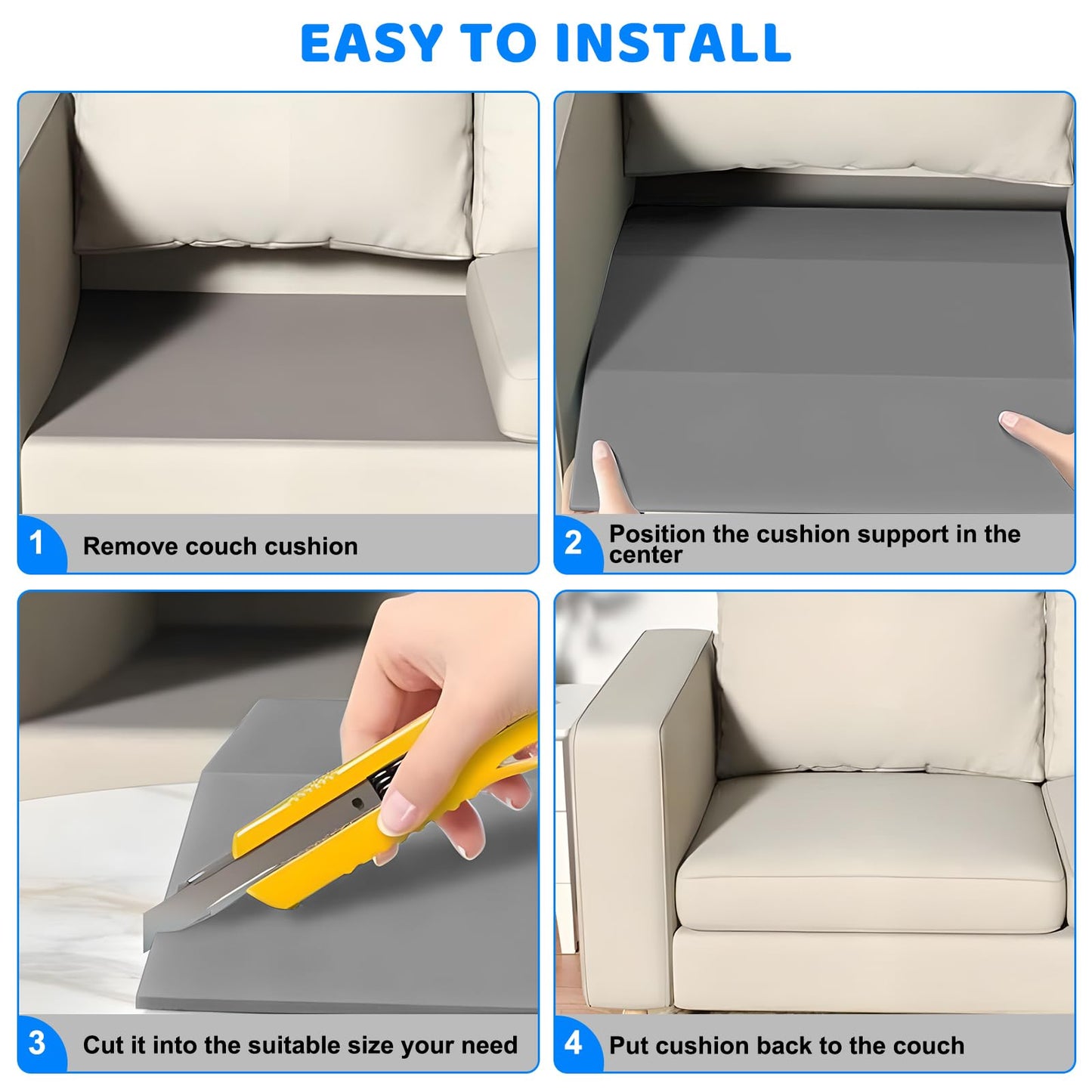 TW1TGOFT 2Pcs 50 x 50 cm Sofa Cushion Support - Sagging Sofa Support Repair Furniture Couch Seat Support for Seat Couch High Density Sponge for