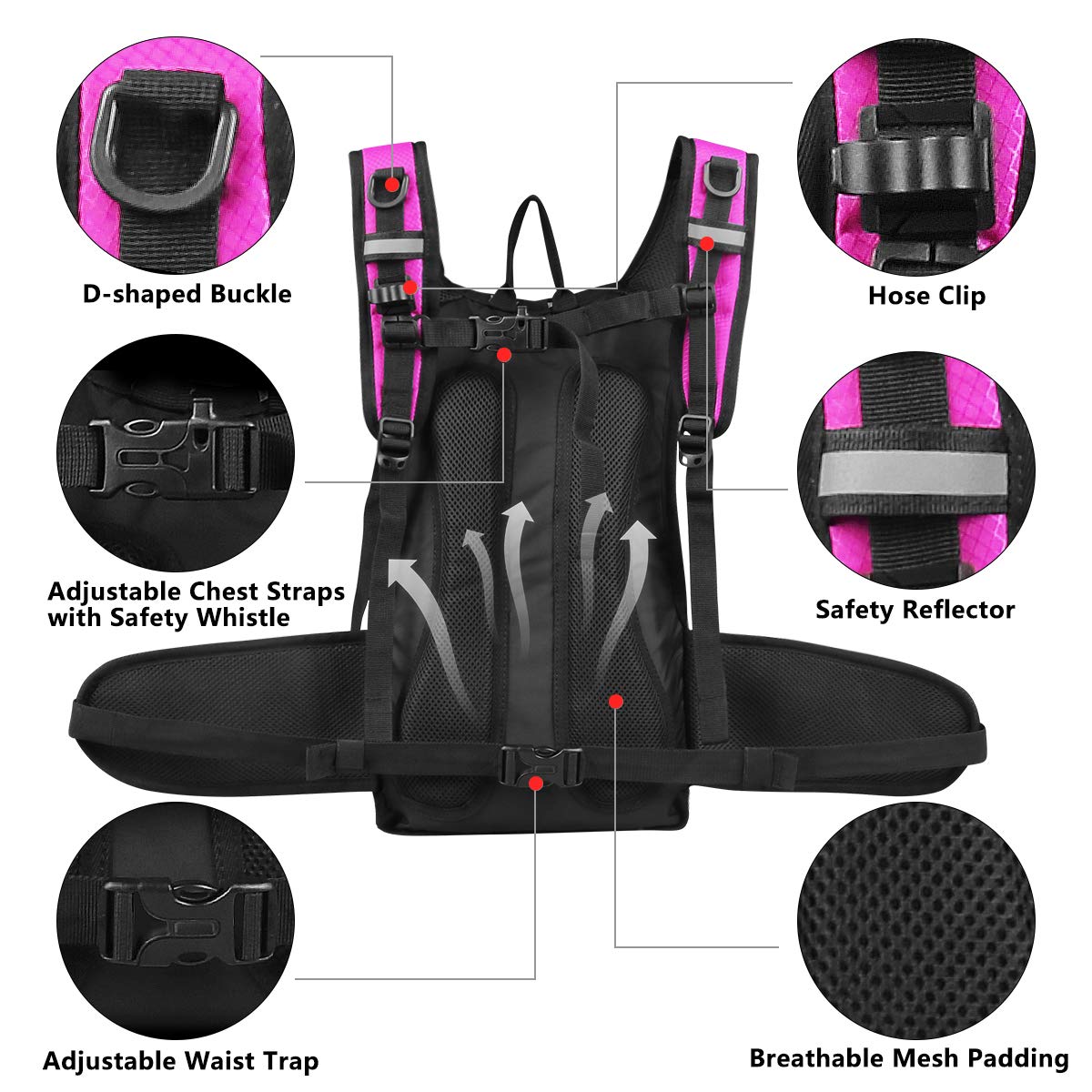 Lunidry Hydration Backpack with 3L Water Bladder, 15L Running Hydration Backpack for Men & Women, Lightweight Leakproof Water Rucksack Mountain Bike