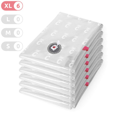 Compactor Aspispace Vacuum Compression Bags XL - 6 Pack, 80X130 cm, Transparent, Reusable Storage Solution