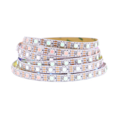 LOAMLIN WS2812B Individually Addressable RGB LED Strip 16.4FT 5050SMD Smart Flexible Dream Full Color 60Pixels/m White PCB Light IP30 Non Waterproof