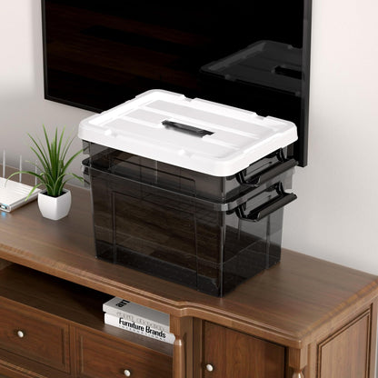 Cetomo 20L*3 Storage Boxes, Carry Plastic Storage Box with Lids, Organizing Container with Handle and Secure Latching Buckles, Stackable, Nestable