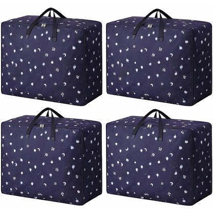 4 Pcs 105L Large Moving Bags Oxford Fabric Storage Bags with Zips, Blue